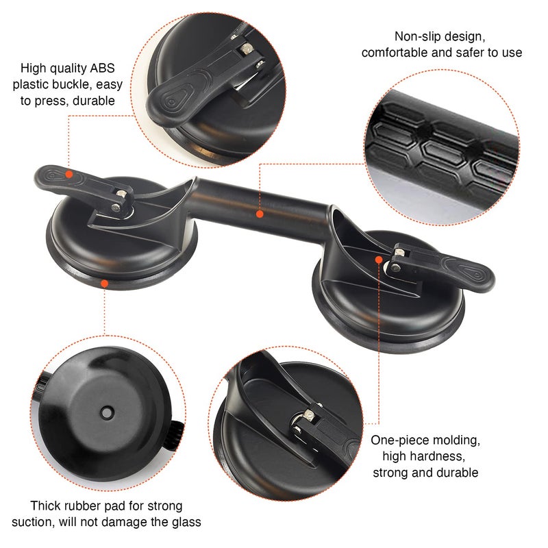 Genubi Industry 2 Pack Suction Cups Heavy Duty Aluminum Vacuum Plate Handle Glass Holder Hooks to Lift Large Glass/Tile Lifter/Moving Glass/Pad for Lifting/Dent Puller - Image 3